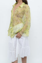 Load image into Gallery viewer, Vintage x Lime Patterned Silk Sheer Blouse (XS-XL)