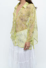 Load image into Gallery viewer, Vintage x Lime Patterned Silk Sheer Blouse (XS-XL)