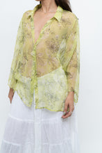 Load image into Gallery viewer, Vintage x Lime Patterned Silk Sheer Blouse (XS-XL)