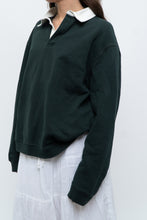 Load image into Gallery viewer, ZARA x Forest Green, White Collared Crewneck (S-L)