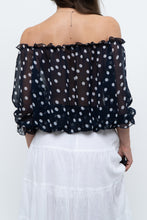 Load image into Gallery viewer, Vintage x Navy Polkadot Sheer Off-shoulder Blouse (S-L)