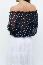 Load image into Gallery viewer, Vintage x Navy Polkadot Sheer Off-shoulder Blouse (S-L)
