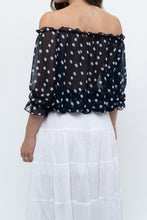 Load image into Gallery viewer, Vintage x Navy Polkadot Sheer Off-shoulder Blouse (S-L)