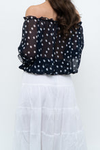 Load image into Gallery viewer, Vintage x Navy Polkadot Sheer Off-shoulder Blouse (S-L)