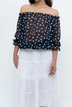 Load image into Gallery viewer, Vintage x Navy Polkadot Sheer Off-shoulder Blouse (S-L)
