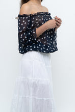 Load image into Gallery viewer, Vintage x Navy Polkadot Sheer Off-shoulder Blouse (S-L)