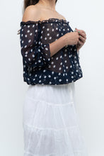 Load image into Gallery viewer, Vintage x Navy Polkadot Sheer Off-shoulder Blouse (S-L)