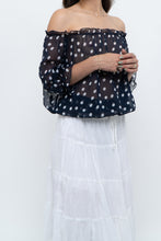 Load image into Gallery viewer, Vintage x Navy Polkadot Sheer Off-shoulder Blouse (S-L)