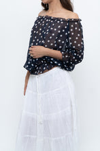 Load image into Gallery viewer, Vintage x Navy Polkadot Sheer Off-shoulder Blouse (S-L)