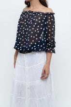Load image into Gallery viewer, Vintage x Navy Polkadot Sheer Off-shoulder Blouse (S-L)