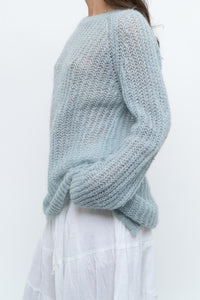 Vintage x Light Teal Mohair-blend Knit Sweater (XS-M)