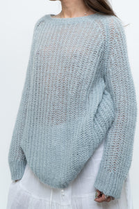 Vintage x Light Teal Mohair-blend Knit Sweater (XS-M)