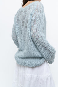 Vintage x Light Teal Mohair-blend Knit Sweater (XS-M)