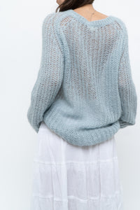 Vintage x Light Teal Mohair-blend Knit Sweater (XS-M)