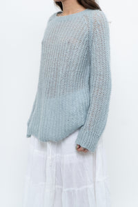 Vintage x Light Teal Mohair-blend Knit Sweater (XS-M)