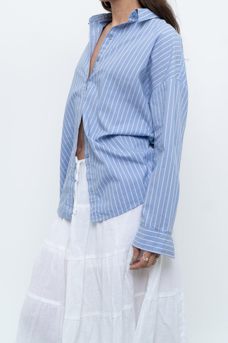 Vintage x Blue Striped Cotton-blend Beachy Buttonup (XS-L)