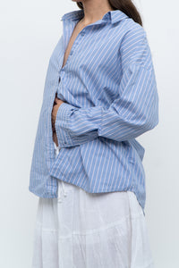 Vintage x Blue Striped Cotton-blend Beachy Buttonup (XS-L)