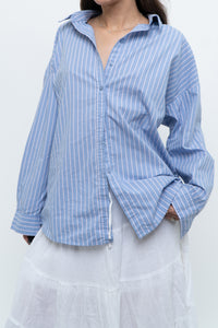 Vintage x Blue Striped Cotton-blend Beachy Buttonup (XS-L)