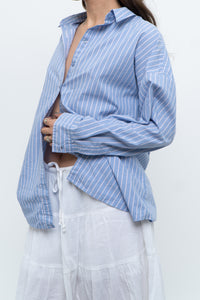 Vintage x Blue Striped Cotton-blend Beachy Buttonup (XS-L)