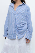Load image into Gallery viewer, Vintage x Blue Striped Cotton-blend Beachy Buttonup (XS-L)