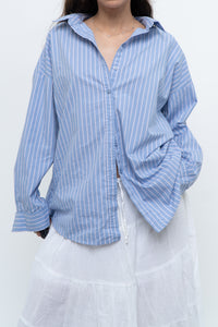 Vintage x Blue Striped Cotton-blend Beachy Buttonup (XS-L)