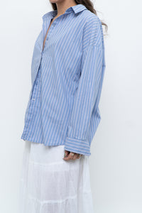 Vintage x Blue Striped Cotton-blend Beachy Buttonup (XS-L)