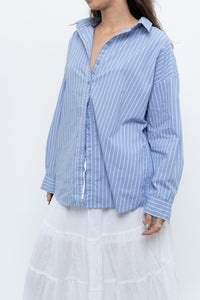Vintage x Blue Striped Cotton-blend Beachy Buttonup (XS-L)