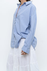 Vintage x Blue Striped Cotton-blend Beachy Buttonup (XS-L)
