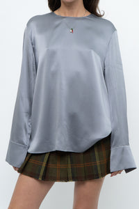 VINCE x Blue Pure Silk Oversized Blouse (XS-L)
