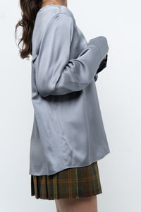 VINCE x Blue Pure Silk Oversized Blouse (XS-L)