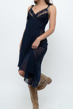 Load image into Gallery viewer, Vintage x Navy Layered Sheer Slip Dress (M)