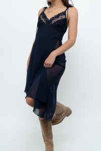 Vintage x Navy Layered Sheer Slip Dress (M)