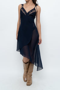 Vintage x Navy Layered Sheer Slip Dress (M)