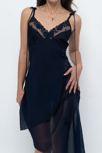Vintage x Navy Layered Sheer Slip Dress (M)