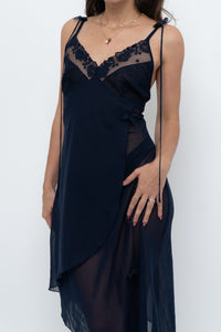 Vintage x Navy Layered Sheer Slip Dress (M)