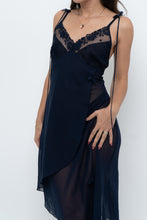 Load image into Gallery viewer, Vintage x Navy Layered Sheer Slip Dress (M)