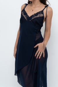 Vintage x Navy Layered Sheer Slip Dress (M)