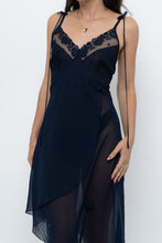 Load image into Gallery viewer, Vintage x Navy Layered Sheer Slip Dress (M)