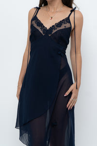 Vintage x Navy Layered Sheer Slip Dress (M)