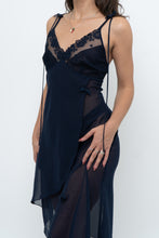 Load image into Gallery viewer, Vintage x Navy Layered Sheer Slip Dress (M)