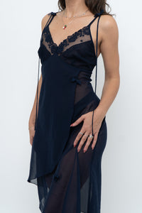 Vintage x Navy Layered Sheer Slip Dress (M)