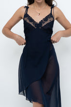 Load image into Gallery viewer, Vintage x Navy Layered Sheer Slip Dress (M)