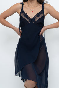 Vintage x Navy Layered Sheer Slip Dress (M)