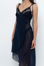 Load image into Gallery viewer, Vintage x Navy Layered Sheer Slip Dress (M)