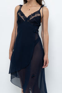 Vintage x Navy Layered Sheer Slip Dress (M)