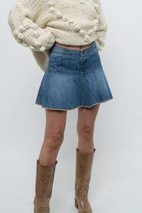 Vintage x TOMMY HILFIGER Denim Pleated Mini Skirt (M)