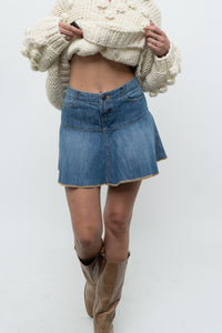Vintage x TOMMY HILFIGER Denim Pleated Mini Skirt (M)