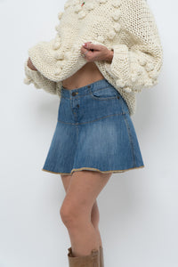 Vintage x TOMMY HILFIGER Denim Pleated Mini Skirt (M)