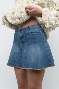 Vintage x TOMMY HILFIGER Denim Pleated Mini Skirt (M)