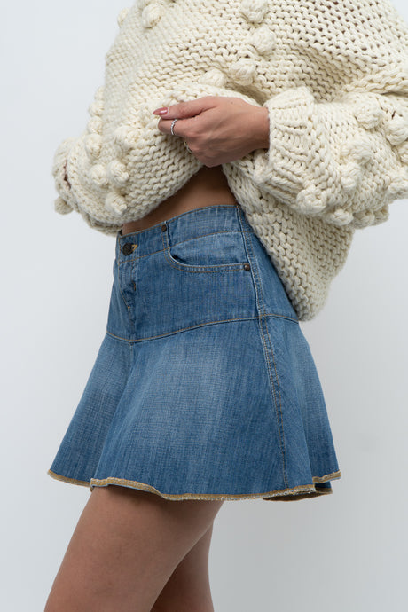 Vintage x TOMMY HILFIGER Denim Pleated Mini Skirt (M)